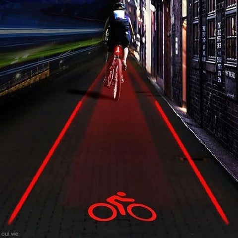 Cycling Bike Bicycle 2 Laser Projector Red Lamps Beam and 3 LED Rear Tail Lights (Color: Red)