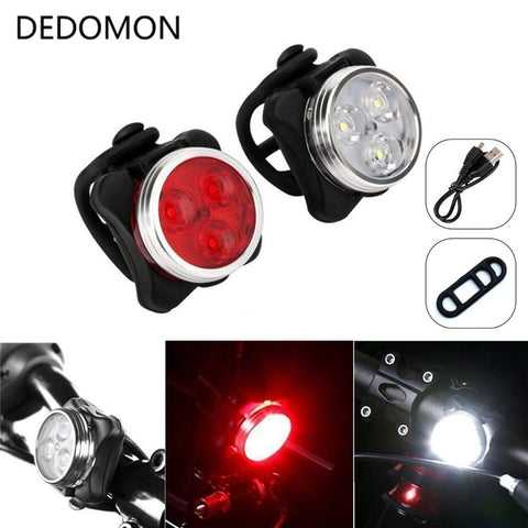 4 modes USB Rechargeable Cycling Bicycle Light 3 LED Head Front  Tail Clip Light Lamp Outdoor Cycling bike accessories